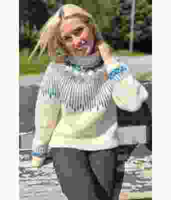 Hopi Polar i naturhvit med turkis mønster - Linka Neumann design HPGHG0004C