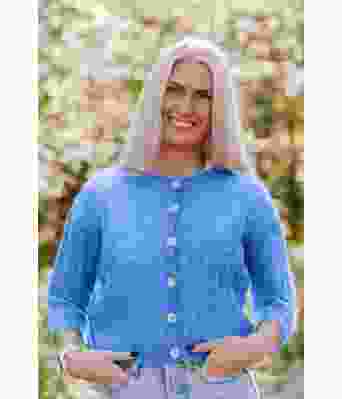 Hverdagsjakka blå strikkejakke med korte ermer - DLG-21-003