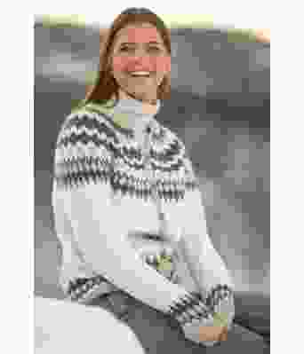 Hvit Nellik kofte i ren ull fra merinosau - Viking 2109-04