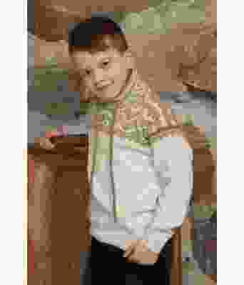 Hvit Setesdal genser med snøring i halsen Inti - Viking 2105-10A