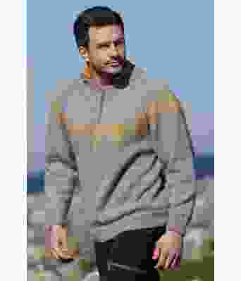 Is grå strikkegenser krage og glidelås til herre - Viking 1708-1A