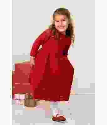 Jolin mørk rød julekjole med kyse - Viking 2136-01B