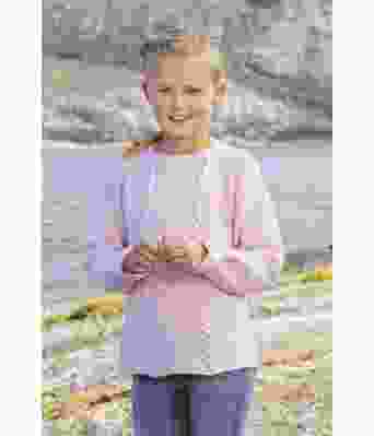 Malva rosa strikkegenser til jente med fletter - Viking 1612-5