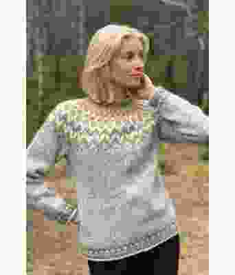 Askegrå riddarigenser med litt gult mønster - LL0002B