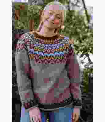 Lysebrun riddarigenser med blått og gult mønster - LL0083