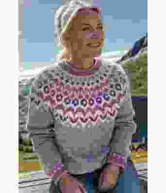 Grå riddarigenser med rosa mønster - LL0100