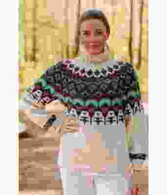 Naturhvit Matoakagenser med koks/turkis/rustbrunt mønster - Linka Neumann design LN0019-VW-003