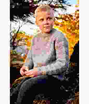 Veturhus grå islandsk barnegenser med strukturstrikk - Lopi 37-10