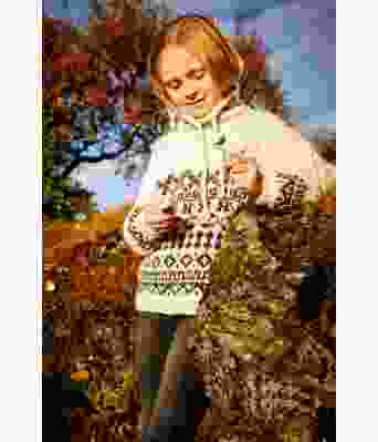 Snjoalda naturfarget strikket hettegenser til barn - Lopi 37-12