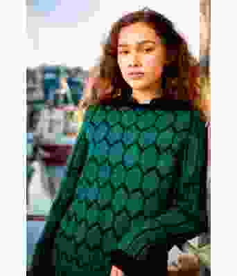 Harpa islandsk strikkegenser i grønnturkis og svart - Lopi 37-2