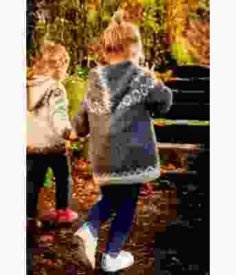 Hvoll grå strikkejakke med hette til barn - Lopi 37-3