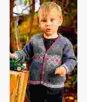 Spoi fjordblå strikket jakke til barn - Lopi 37-6