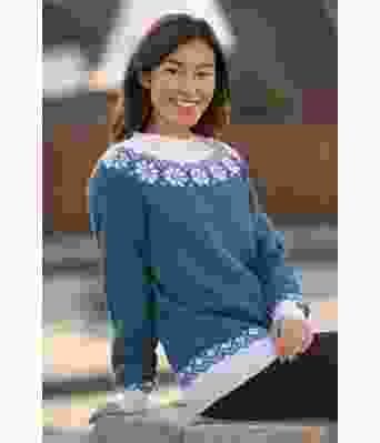 Lydia genser - Viking 2019-A Petrol og hvit