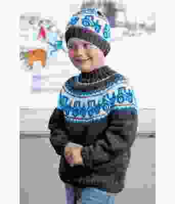 Mørkegrå traktorgenser med blå traktor til barn - Viking 2110-05I