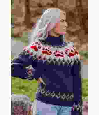 Marineblå villmarkgsgenser med røde poter - VGHG0002