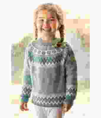 Marny strikkegenser med rundfelling til barn - Viking 2121-06