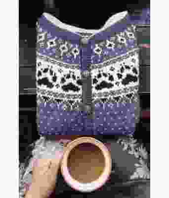 Melert denimblå Fjordfolk kofte - 885