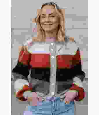 Sorbet cardigan med brune og grå striper - Mille Fryd MF0002M