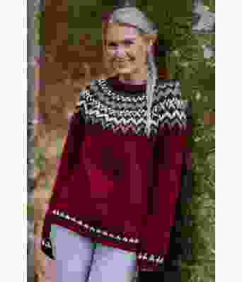 Mørkerød Islandur islandsgenser - Strikkia 2023-022-555A