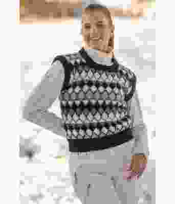 Muskat mønstrete vest i ull - Viking 2109-01