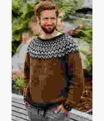 Myrgrønn riddarigenser med beige/grønt mønster - LL0017