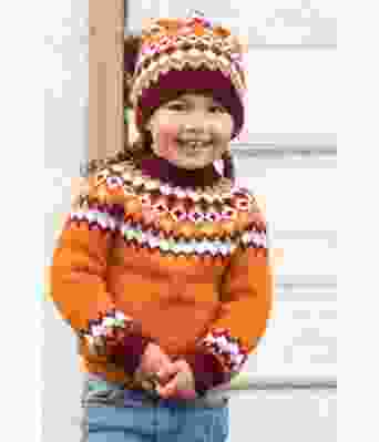 Nellik genser barn med runfelling og lue - Viking 2115-01B