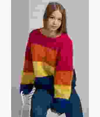 Neon stripete strikkegenser i mohairull - Viking 2201-05