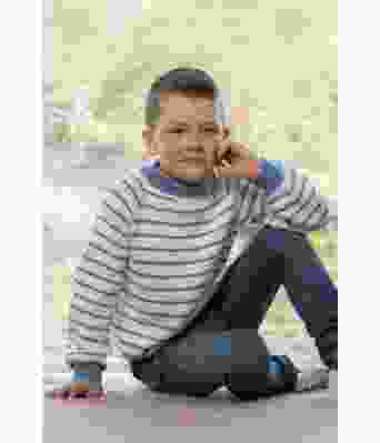 Noril stripete strikkegenser med tynne striper til barn - Viking 2122-06