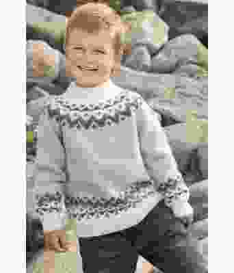 Nuuk strikkegenser med rundfelling og hoy hals til barn - Viking 1615-12