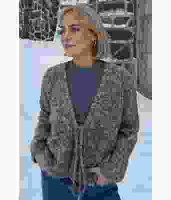 Gråmelert Hvitveis chunky omslagsjakke - Øyunn Krogh OK 06-11