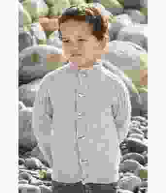 Oliver ensfarget strikkejakke med knapper til barn - Viking 1615-06