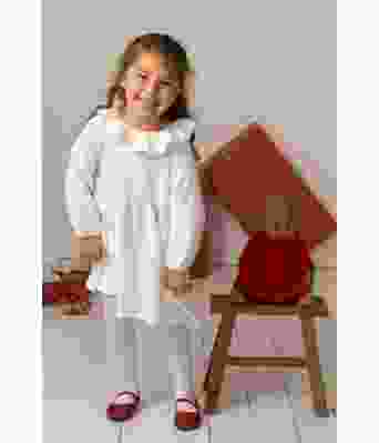 Otelie hvit strikket julekjole ti jente - Viking 2136-09