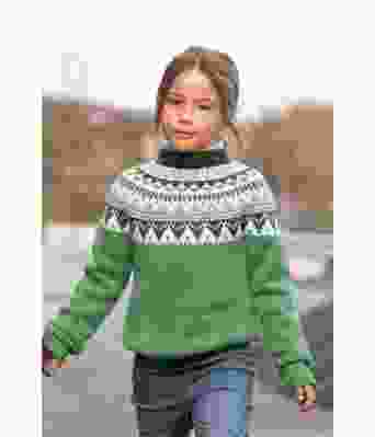 Pibbar eplegrønn strikket genser til jente - Viking 2115-03B