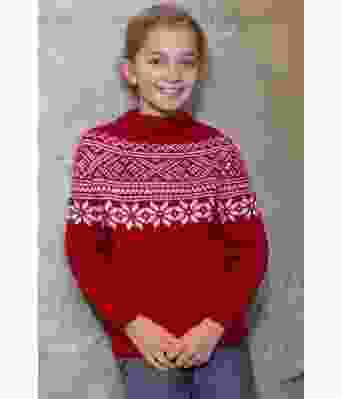 Rød Setesdalsgenser til jente Raya - Viking 2106-06A