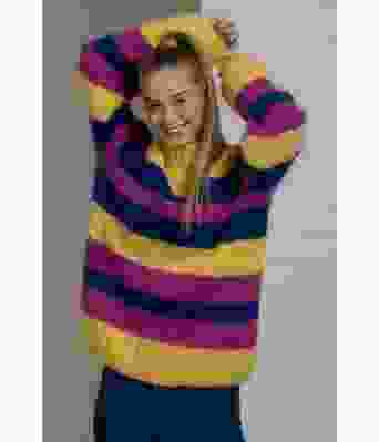 Ragne stripete strikkegener i mohairull - Viking 2201-01