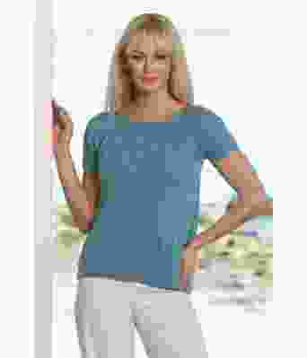 Randi blå strikket topp med splitt Kathrine Sørland - Viking 2119-04B