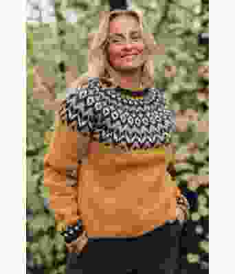 Gul riddarigenser med grått mønster - Istex 91002