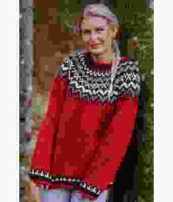 Rød Islandur strikket turgenser - Strikkia 2023-022-560A