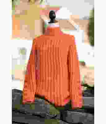 Sørland genser oransje strikkegenser til dame - Viking 1811-04B