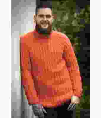 Sørland genser oransje strikkegenser til herre - Viking 1811-04A