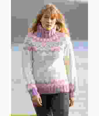 Sandvik strikkegenser med lilla mønster - Viking 2102-08