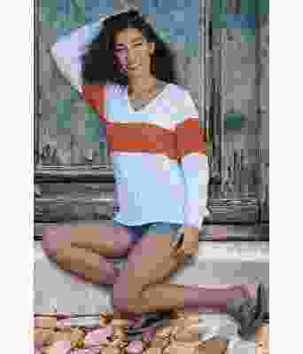 Santa Maria genser med rustfarget stripet - Viking 2017-04-453