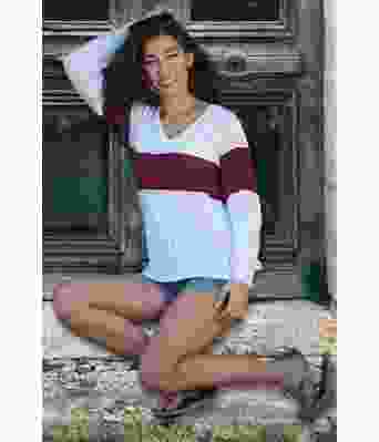 Santa Maria strikkegenser med burgunder stripe - Viking 2017-04-461