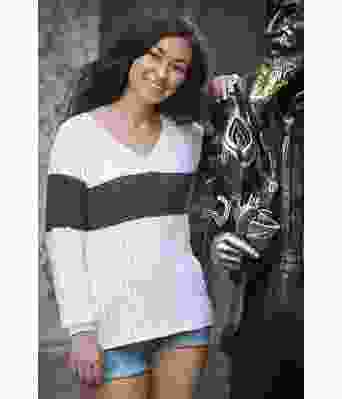 Santa Maria strikkegenser med grå stripe - Viking 2017-04-415