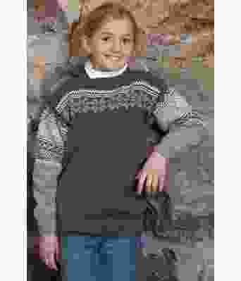 Grå Setesdalsgenser til jente Jo - Viking 2106-03A