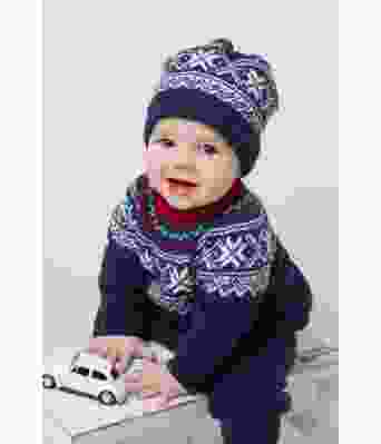 Sett med  genser bukse og lue til barn i setesdalsmønster - Viking 1404-17
