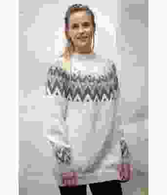 Solid genser i naturhvit og grå - Viking 2127-10E