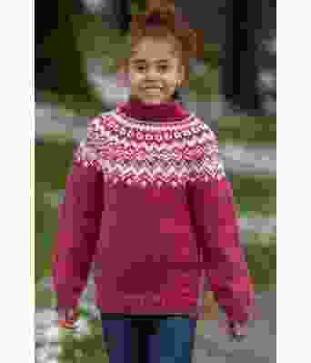 Stølen genser med rundfelling til jente - Viking 2101-02A