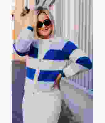 Sandras stripejakke (Blueish utgave) - Strikkia 2020-004