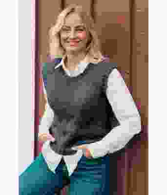 Jeansblå Fridavest - Strikkia 2020-022-327